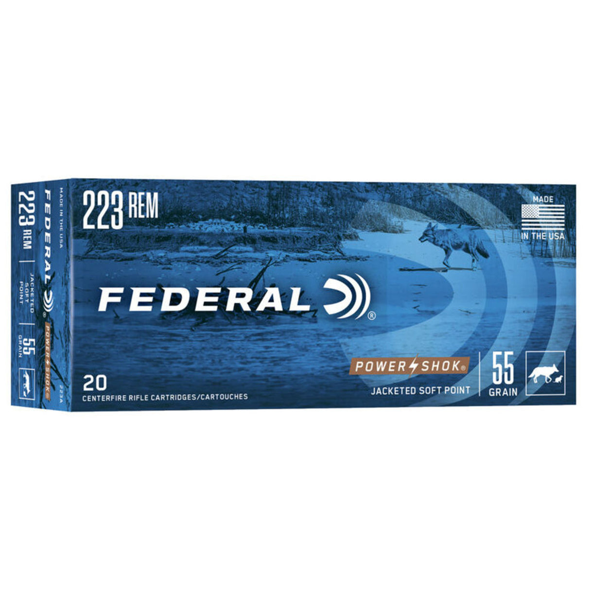 FEDERAL POWER-SHOK 223 REMINGTON AMMO 55GR, SOFT POINT, BOX OF 20 ROUNDS