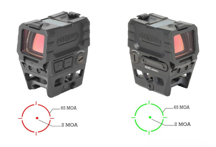 HOLOSUN AEMS 211301 FULLY ENCLOSED, SOLAR FAILSAFE, SHAKE AWAKE, 7075 ALUMINUM - TWO TYPES OF MULTI-RETICLE COLORS: RED / GREEN