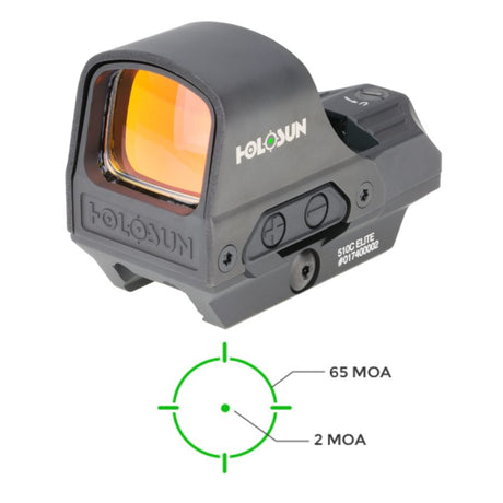 HOLOSUN 510C SOLAR OPEN FRAME CIRCLE RED DOT WITH QD MOUNT - TWO TYPES OF RETICLE COLORS: RED / GREEN