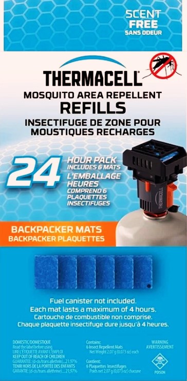 THERMACELL BACKPACKER REPELLENT AND MAT - THREE  ITEMS